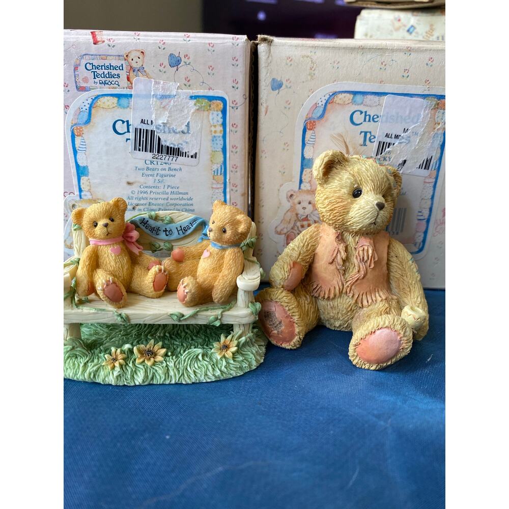 Cherished Teddies "Heart to Heart" figurine, model CRT240, featuring two bears